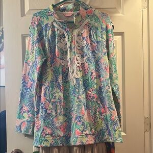 Colorful Floral Hoodie with Unique Trim